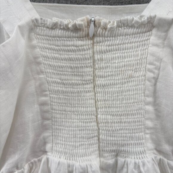 Quince European Linen Fit & Flare Midi Dress β White β Size Small - Picture 13 of 16